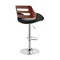 Armen Living Karter Adjustable Black Faux Leather and Walnut Wood Bar Stool with Chrome Base LCKTBAWABL - alternate 9